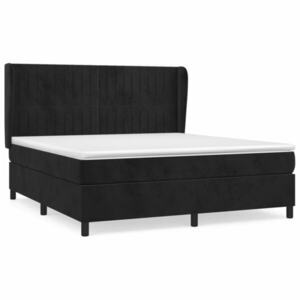 vidaXL fekete bársony rugós ágy matraccal 180x200 cm kép
