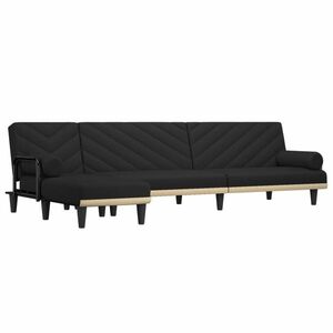 vidaXL fekete L-alakú bársony kanapéágy 260x140x70 cm kép