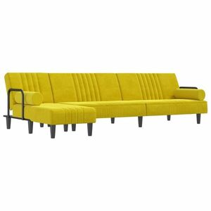 vidaXL sárga L-alakú bársony kanapéágy 260x140x70 cm kép