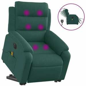 vidaXL elektromos felállást segítő sötétzöld szövet dönthető fotel kép