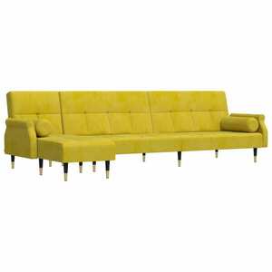 vidaXL sárga L-alakú bársony kanapéágy 271x140x70 cm kép