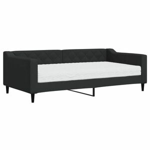 vidaXL fekete szövet kanapéágy matraccal 90 x 190 cm kép