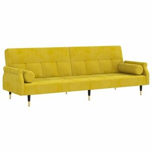 Sárga bársony kanapéágy párnákkal kép