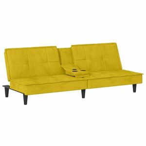 vidaXL sárga bársony kanapéágy pohártartókkal kép