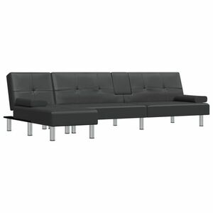 vidaXL fekete L-alakú műbőr kanapéágy 255x140x70 cm kép