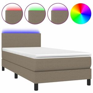 vidaXL tópszínű szövet rugós és LED-es ágy matraccal 90x200 cm kép