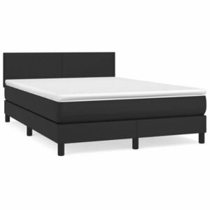 vidaXL fekete műbőr rugós ágy matraccal 140 x 190 cm kép