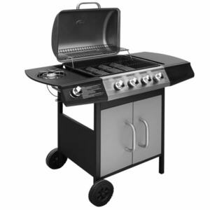 vidaXL fekete és ezüst gáz grillsütő 4+1 főzőfelülettel kép