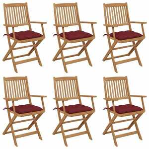 6 db összecsukható tömör akácfa kerti szék párnákkal kép