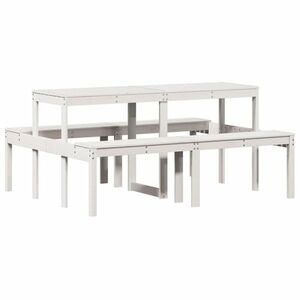 vidaXL fehér tömör fenyőfa piknik asztal 160 x 134 x 75 cm kép