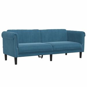 vidaXL kék 3 személyes bársony kanapé kép