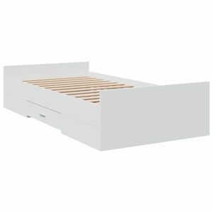 vidaXL fehér szerelt fa ágykeret fiókokkal 75x190 cm kép