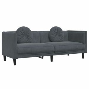 vidaXL sötétszürke bársony 3 személyes kanapé párnákkal kép