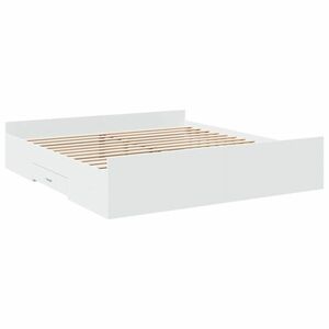 vidaXL fehér szerelt fa ágykeret fiókokkal 180 x 200 cm kép