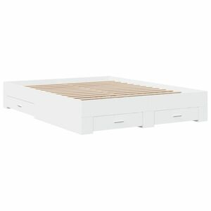 vidaXL fehér szerelt fa ágykeret fiókokkal 150 x 200 cm kép