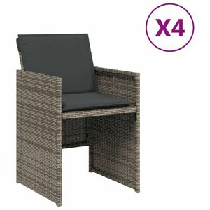 vidaXL 4 db szürke polyrattan kerti szék párnával kép