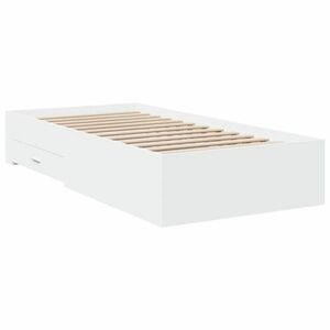 vidaXL fehér szerelt fa ágykeret fiókokkal 100 x 200 cm kép