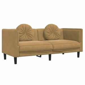 vidaXL barna bársony kétszemélyes kanapé párnákkal kép