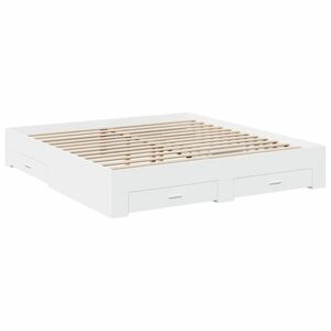 vidaXL fehér szerelt fa ágykeret fiókokkal 180 x 200 cm kép