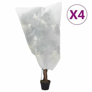 vidaXL 4 db növényvédő huzat zsinórral 70 g/m² 0, 8 x 0, 8 m kép