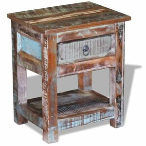 vidaXL 1 fiókos tömör újrahasznosított fa kisasztal 43 x 33 x 51 cm kép