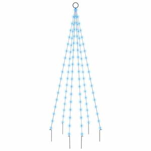 vidaXL karácsonyfa zászlórúdon 108 kék LED-del 180 cm kép