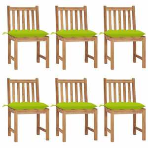 6 db tömör tíkfa kerti szék zöld párnákkal kép