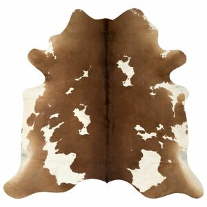 vidaXL barna és fehér valódi marhabőr szőnyeg 150 x 170 cm kép
