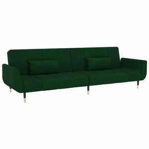 vidaXL kétszemélyes sötétzöld bársony kanapéágy kép