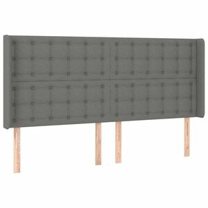 vidaXL sötétszürke szövet fejtámla szárnyakkal 183x16x118/128 cm kép