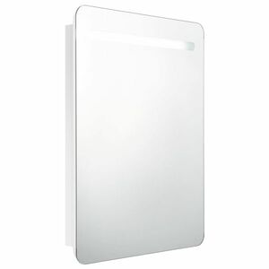 vidaXL fényes fehér LED-es tükrös fürdőszobaszekrény 60 x 11 x 80 cm kép