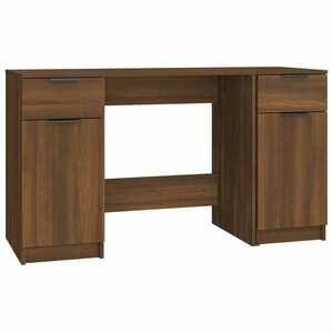 vidaXL barna tölgyszínű szerelt fa íróasztal szekrénnyel kép