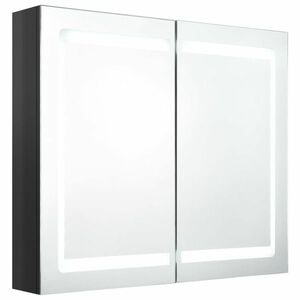 vidaXL fényes fekete LED-es tükrös fürdőszobaszekrény 80 x 12 x 68 cm kép