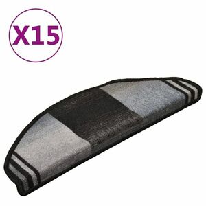 vidaXL 15 db fekete-szürke öntapadó lépcsőszőnyeg 65 x 21 x 4 cm kép