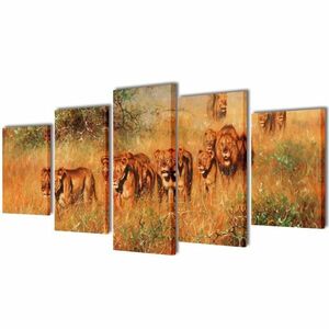 vidaXL Nyomtatott vászon falikép szett oroszlánok 100 x 50 cm kép
