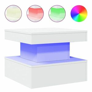 vidaXL fehér dohányzóasztal LED-lámpákkal 50 x 50 x 40 cm kép