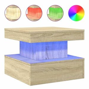 vidaXL sonoma-tölgy színű dohányzóasztal LED-lámpákkal 50x50x40 cm kép