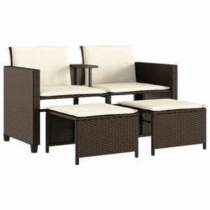 vidaXL 2 személyes barna polyrattan kerti kanapé asztallal/székkel kép