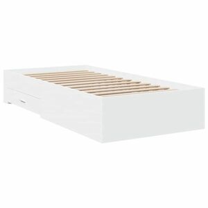vidaXL fehér szerelt fa ágykeret fiókokkal 90 x 200 cm kép