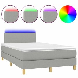 vidaXL világosszürke szövet rugós és LED-es ágy matraccal 120x190 cm kép