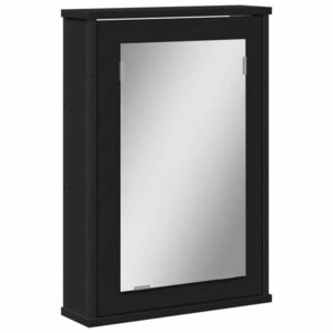vidaXL fekete szerelt fa fürdőszobai tükör 42 x 12 x 60 cm kép