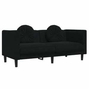 vidaXL fekete bársony kétszemélyes kanapé párnákkal kép