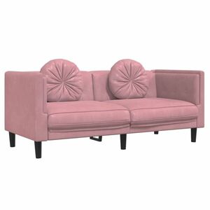 vidaXL rózsaszín bársony kétszemélyes kanapé párnákkal kép
