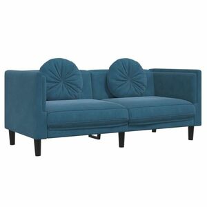 vidaXL kék bársony kétszemélyes kanapé párnákkal kép