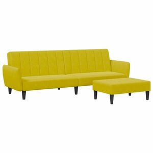 vidaXL 2 személyes sárga bársony kanapéágy lábtartóval kép