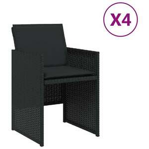 vidaXL 4 db fekete polyrattan kerti szék párnával kép