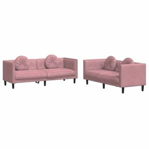 vidaXL 2 részes rózsaszín bársony ülőgarnitúra párnákkal kép