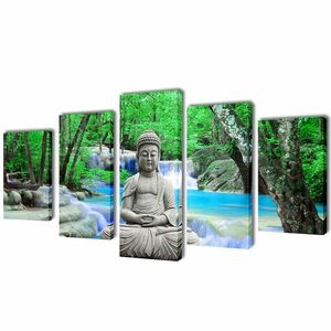 vidaXL Nyomtatott vászon falikép szett Buddha 200 x 100 cm kép