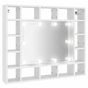 vidaXL fehér tükrös szekrény LED-ekkel 91 x 15 x 76, 5 cm kép