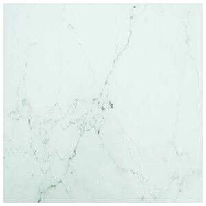 vidaXL fehér edzett üveg asztallap márványdizájnnal 70 x 70 cm 6 mm kép